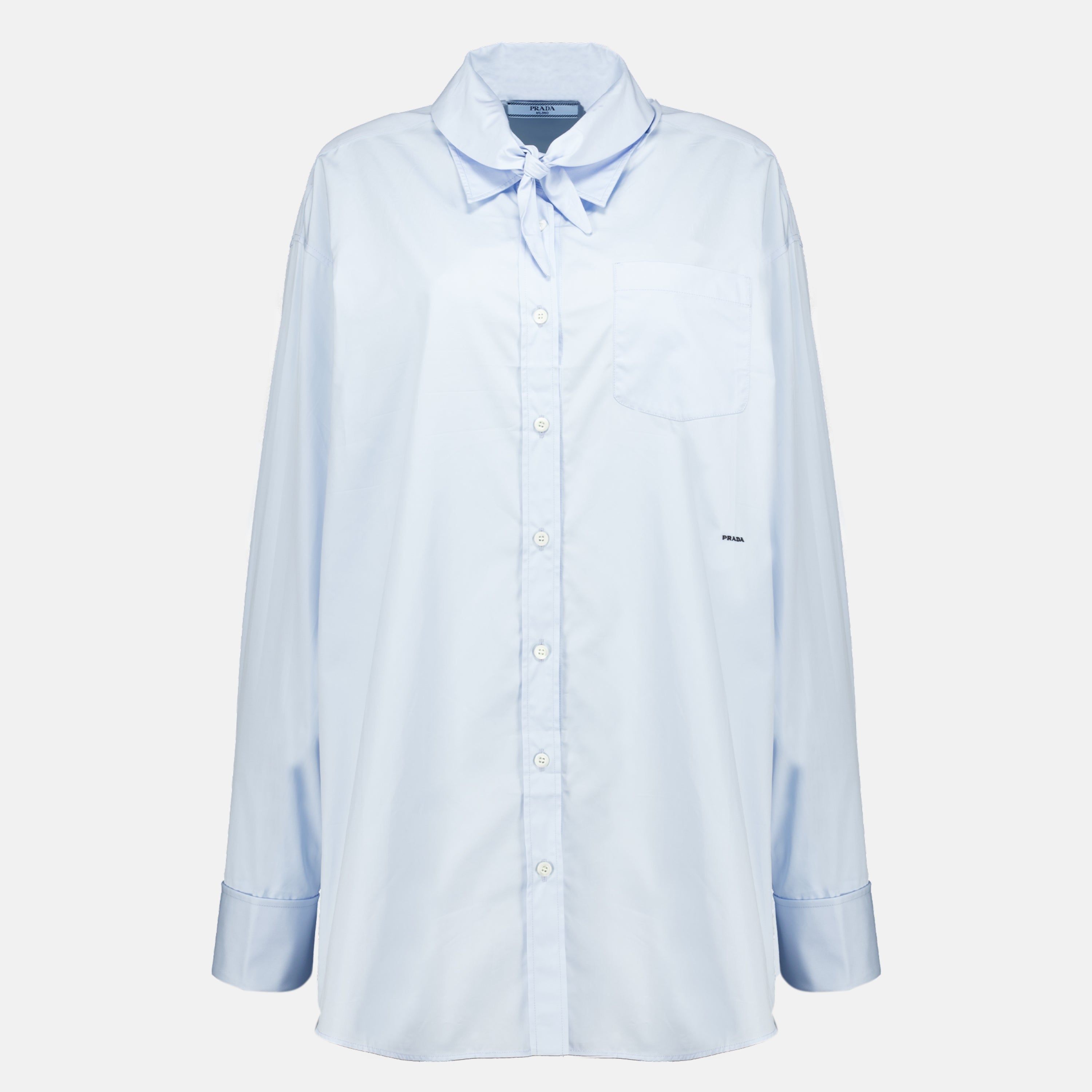 Chemises Camisa de Popeline Azul Prada Bleu Femme