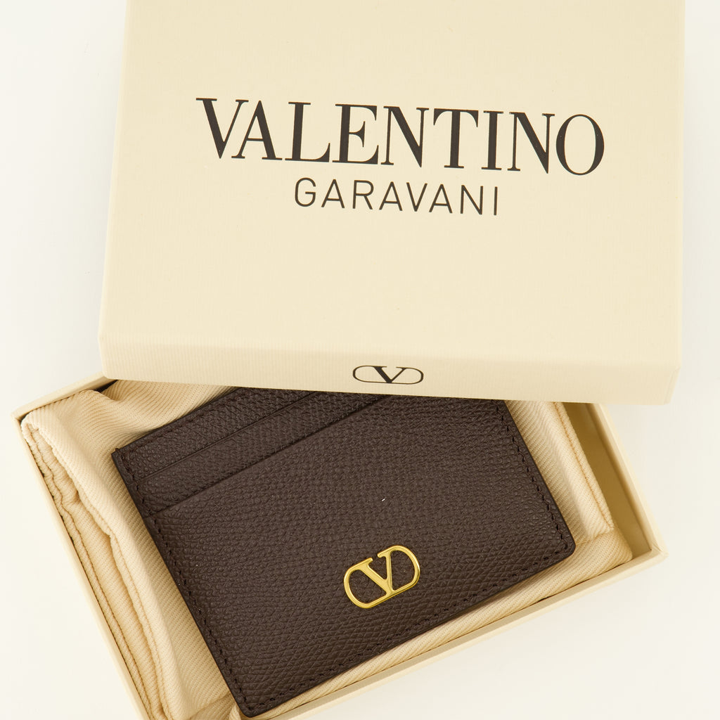 Petite maroquinerie Porte-cartes VLogo en cuir marron Valentino Garavani Marron Femme