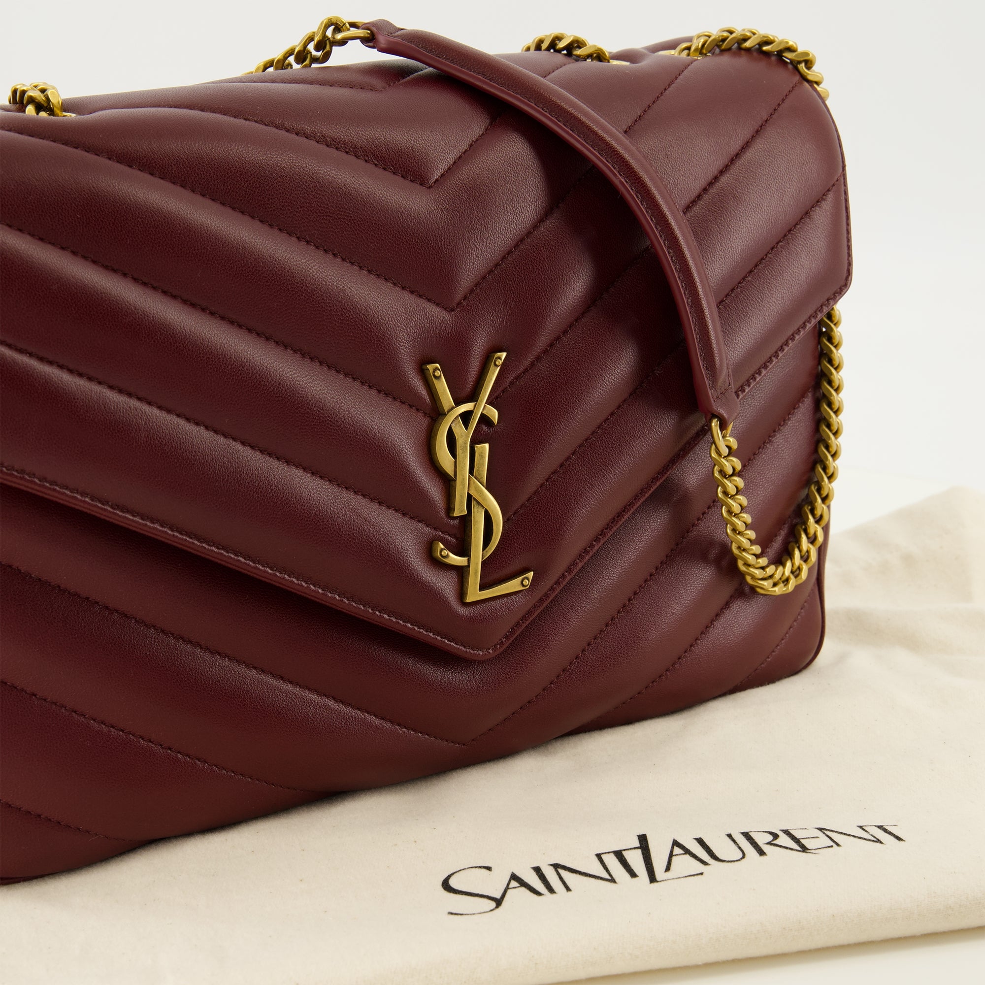 Sacs à main et épaule Bolso Loulou Grande de Cuero Burdeos Saint Laurent Bordeaux Femme