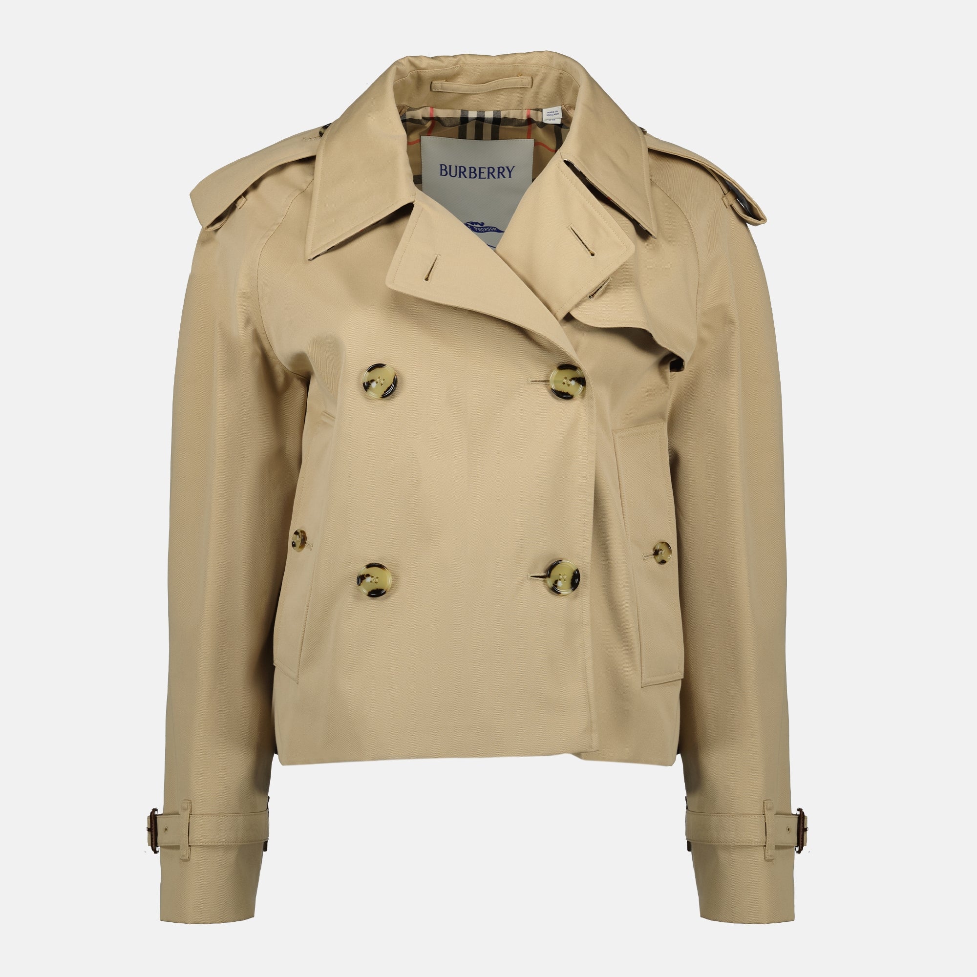 Bild des Artikels Kurze beige Trenchcoat von Burberry für Damen - Frühjahr-Sommer 2026 - Vorderansicht