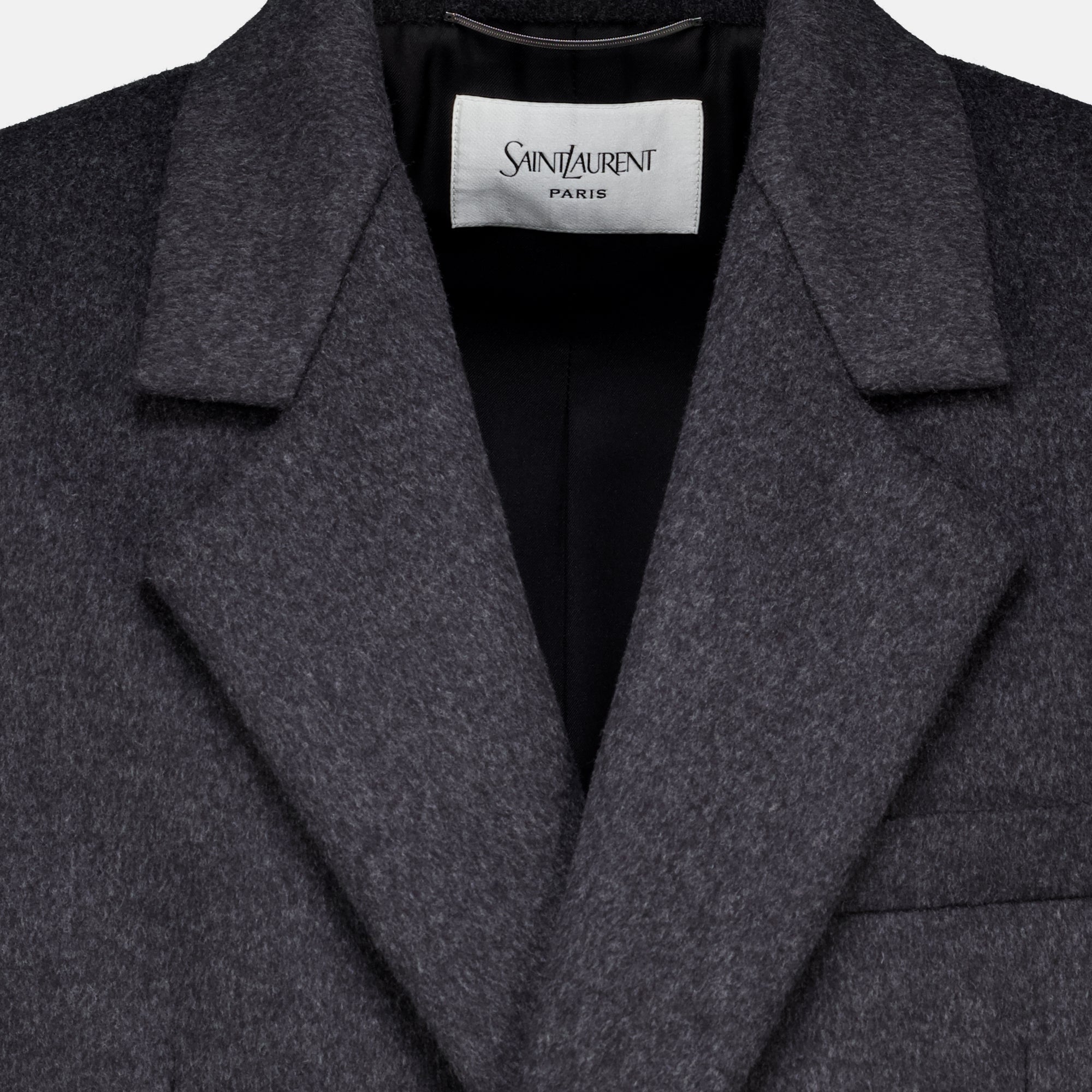 Manteaux Abrigo de Lana Gris Saint Laurent Gris Homme