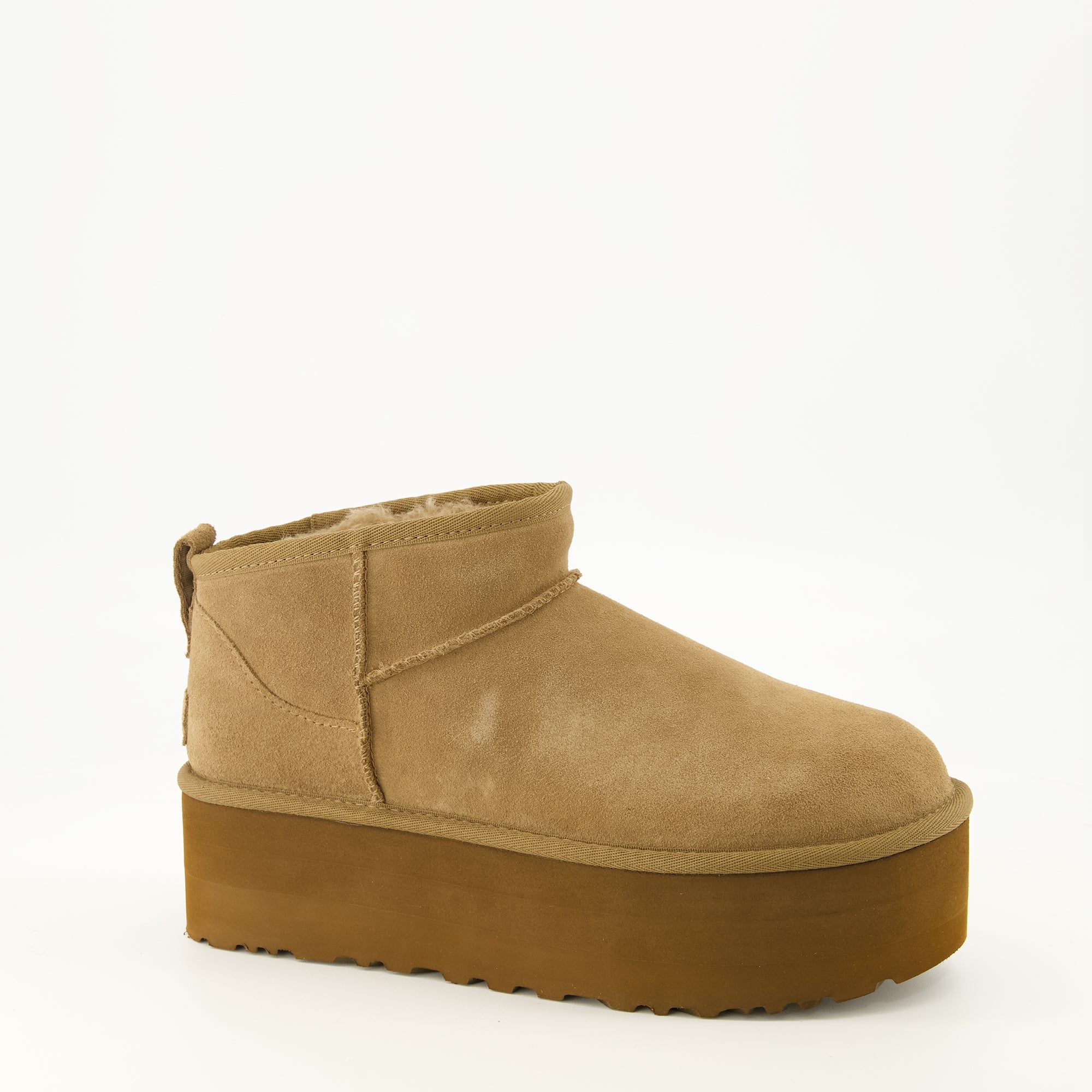 Bottines Braune klassische Ultra Mini Plattform Stiefeletten Ugg Marron Femme