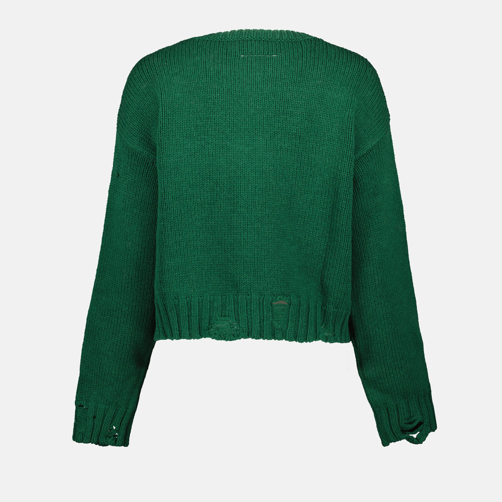 Malhas Pull effet usé Mm6 Verde Femme