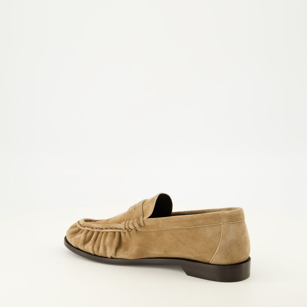 Mocassins Beige Wildleder Loafer Mokassins Saint Laurent Beige Femme
