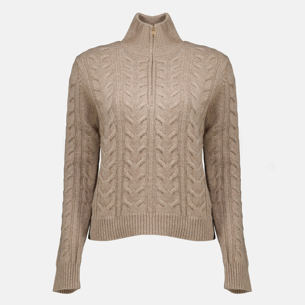 Maille Pull à zip en cachemire Max Mara Beige Femme