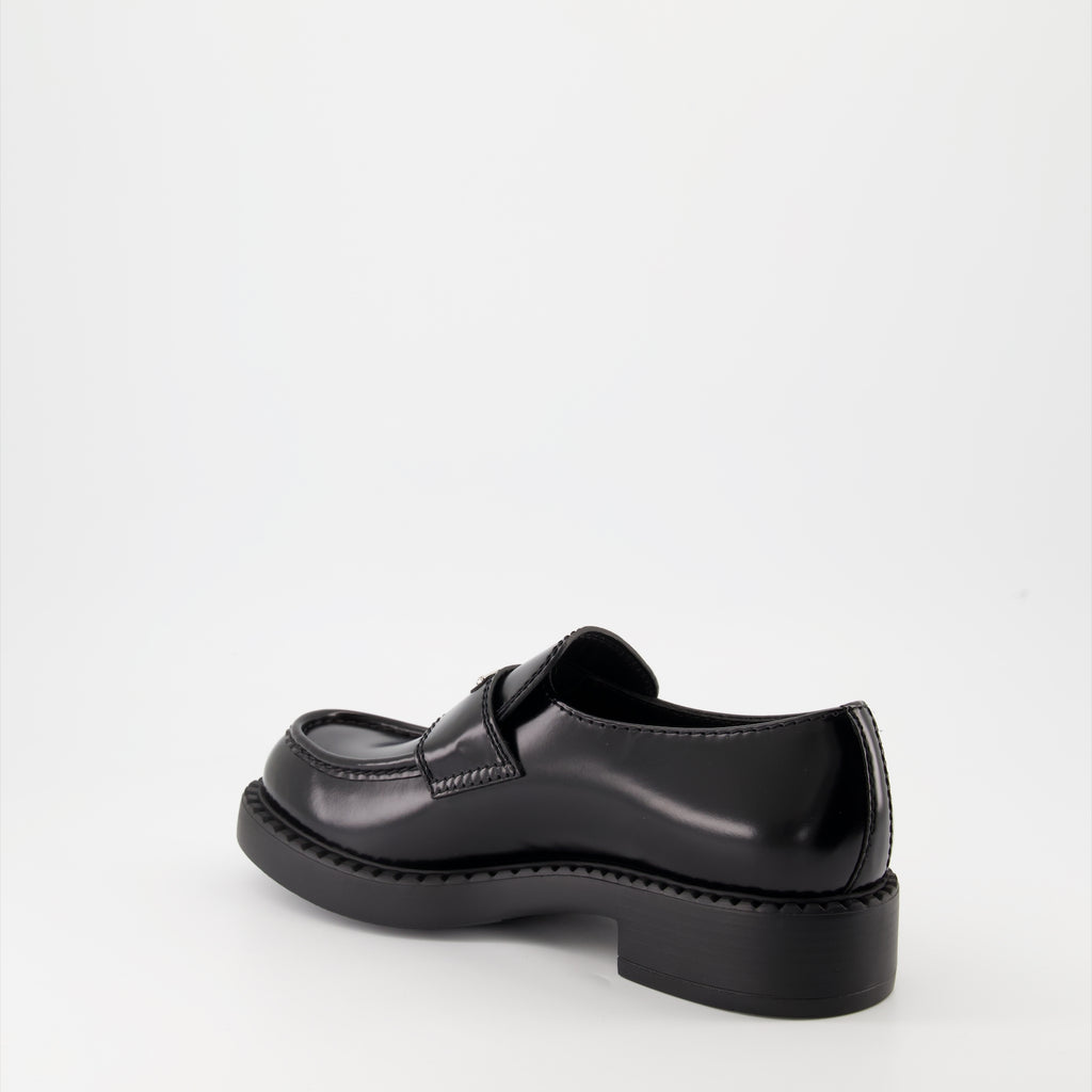 Loafers Leather Loafers Prada Black Homme