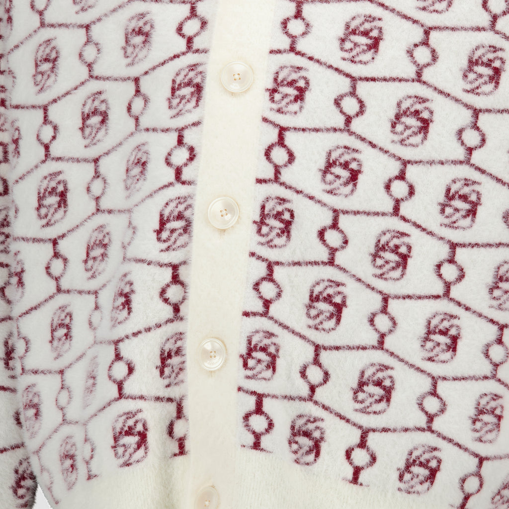 Maille Cardigan monogramme D Miroir blanc Drole De Monsieur Rouge Homme