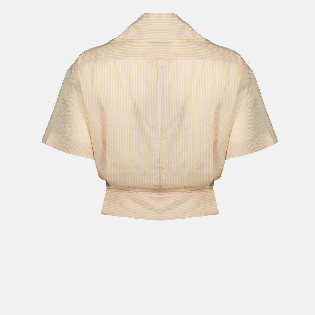 Chemises Camisa Beige de Seda con Corbata Patou Rose Femme