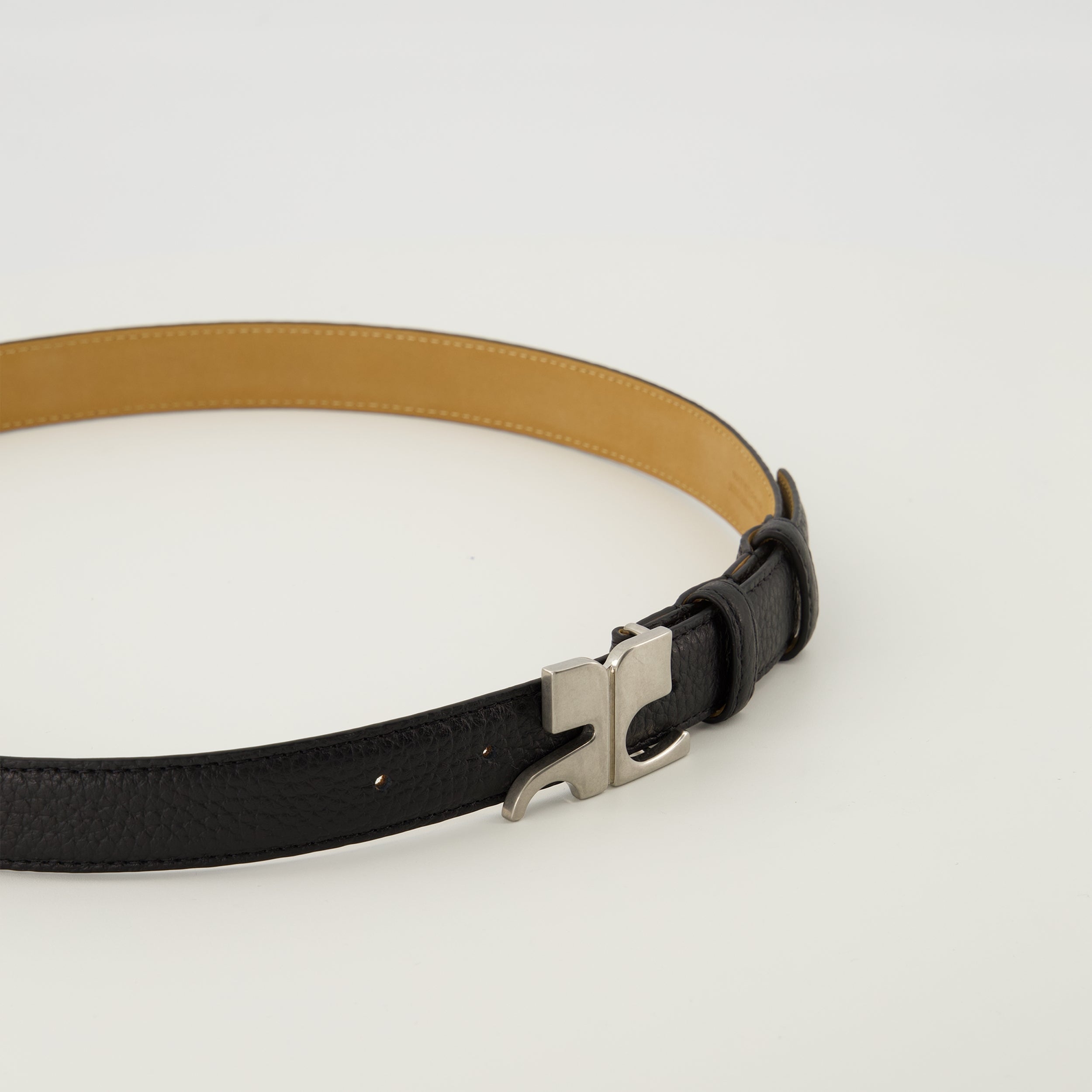 Image of the item Black leather AC belt by Courrèges for Men - Spring-Summer 2026 - Detailed View_2