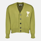 Image de l'article Cardigan AMI de coeur vert de la marque Ami PARIS pour Unisex - Saison Printemps-Été 2026 - Vue de Face
