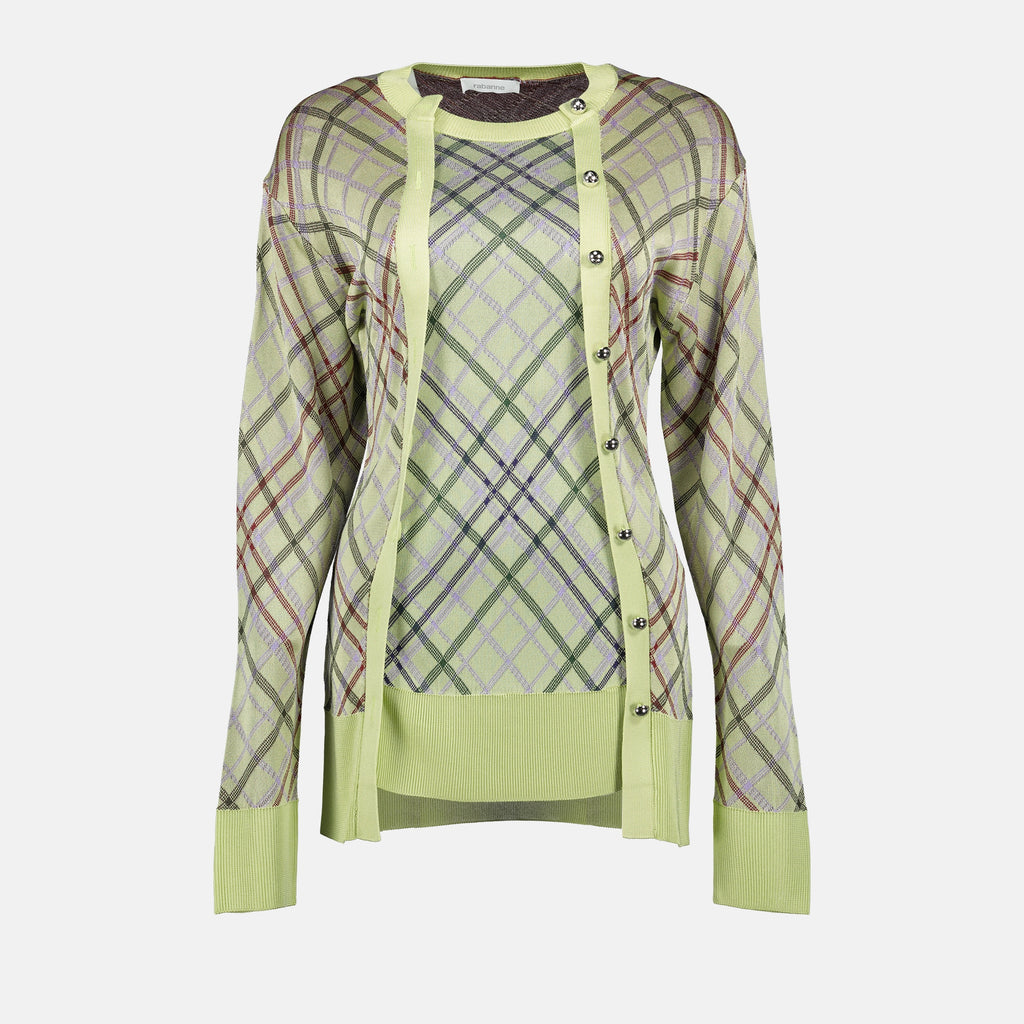 Maille Gilet à carreaux Rabanne Vert Femme