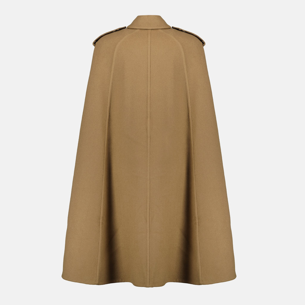 Image de l'article Cape Belmont en laine marron de la marque Burberry pour Femme - Saison Automne-Hiver 2025 - Vue de Dos