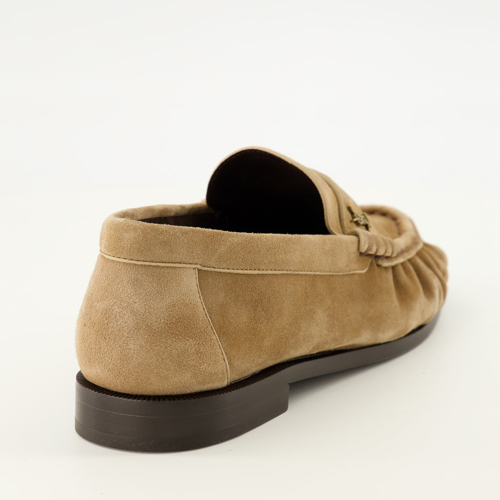 Mocassins Beige Wildleder Loafer Mokassins Saint Laurent Beige Femme