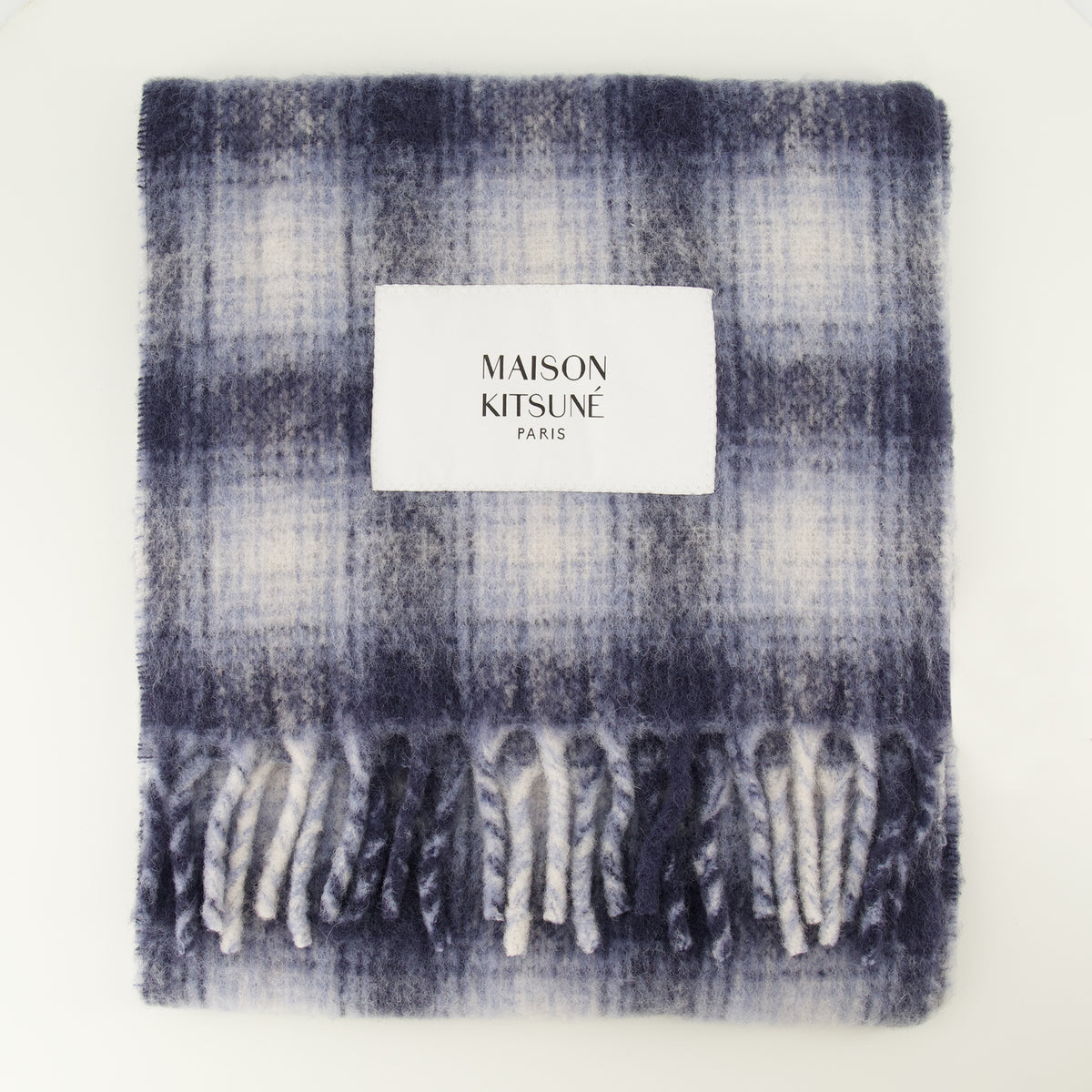 Écharpes, foulards et gants Écharpe à carreaux en alpaga Maison Kitsune Bleu foncé Homme