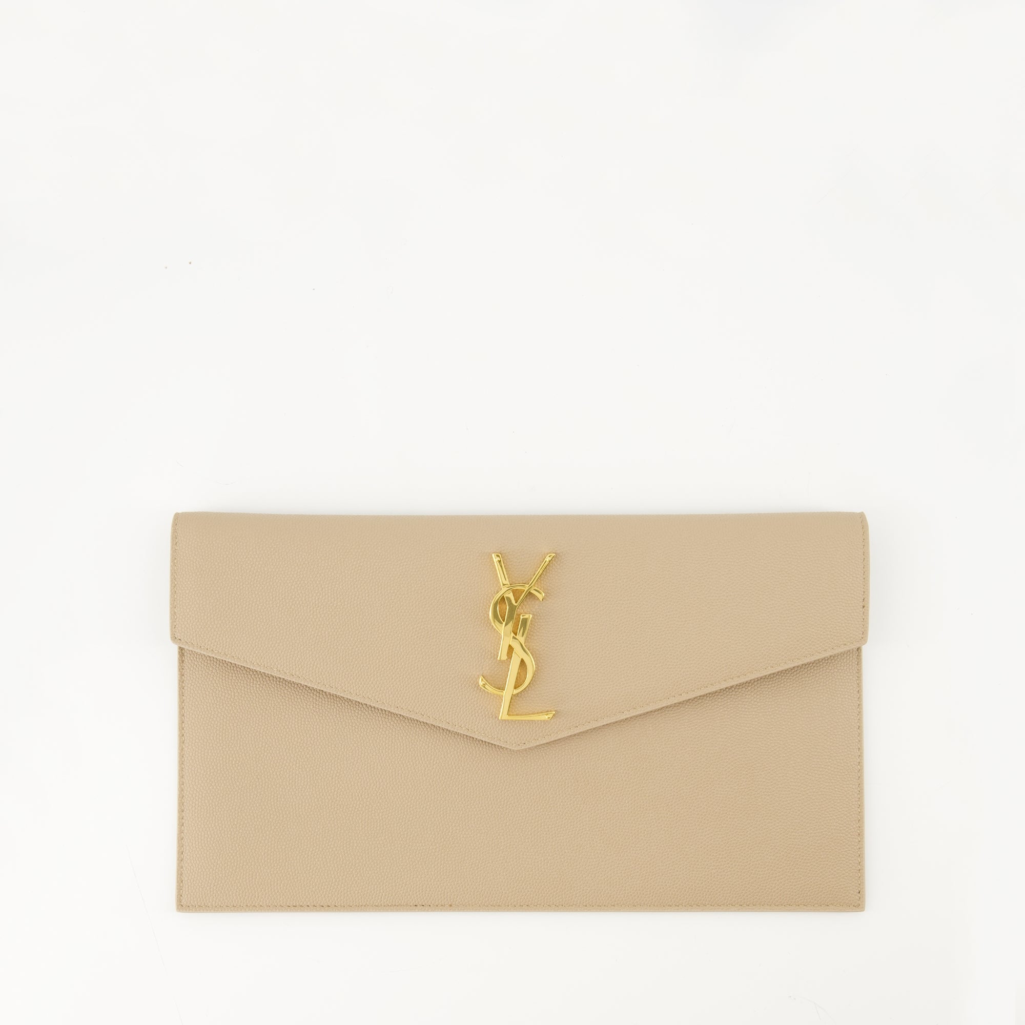 Pochettes Uptown Clutch Saint Laurent Beige Femme