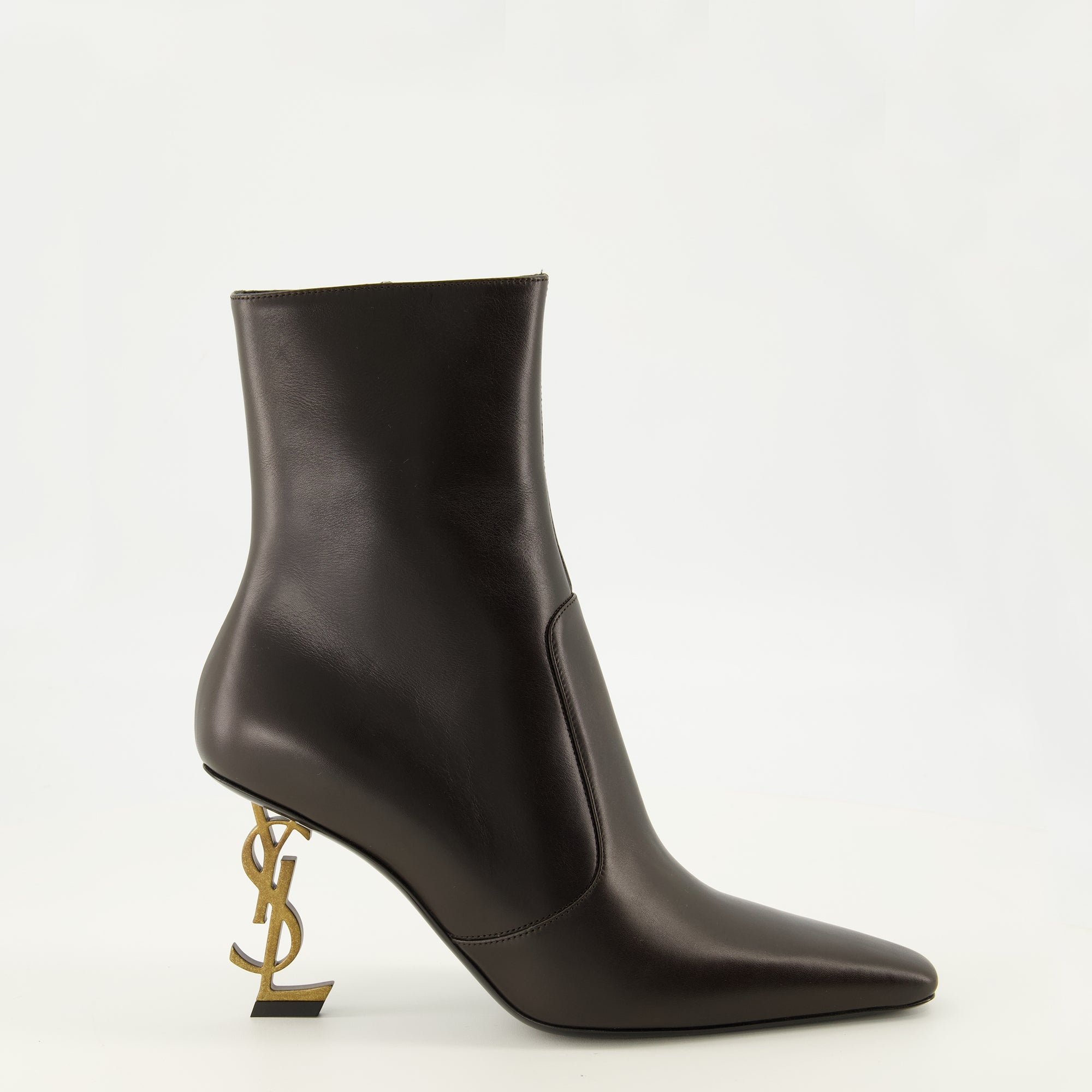Bottines Opyum Stiefeletten aus braunem Leder Saint Laurent Marron Femme
