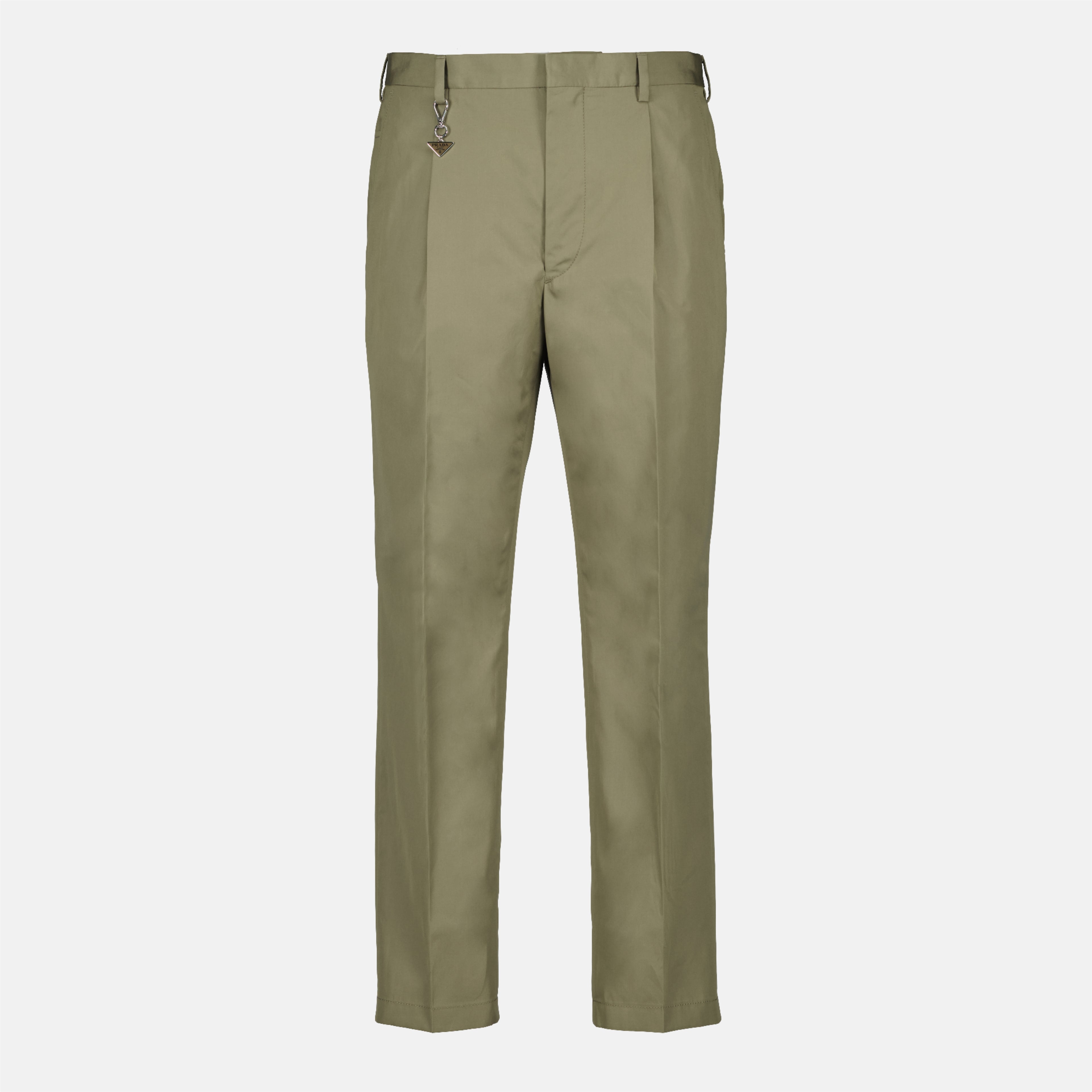 Image of the beige dress pants from the brand Prada for Men - Spring-Summer 2026 - Front View