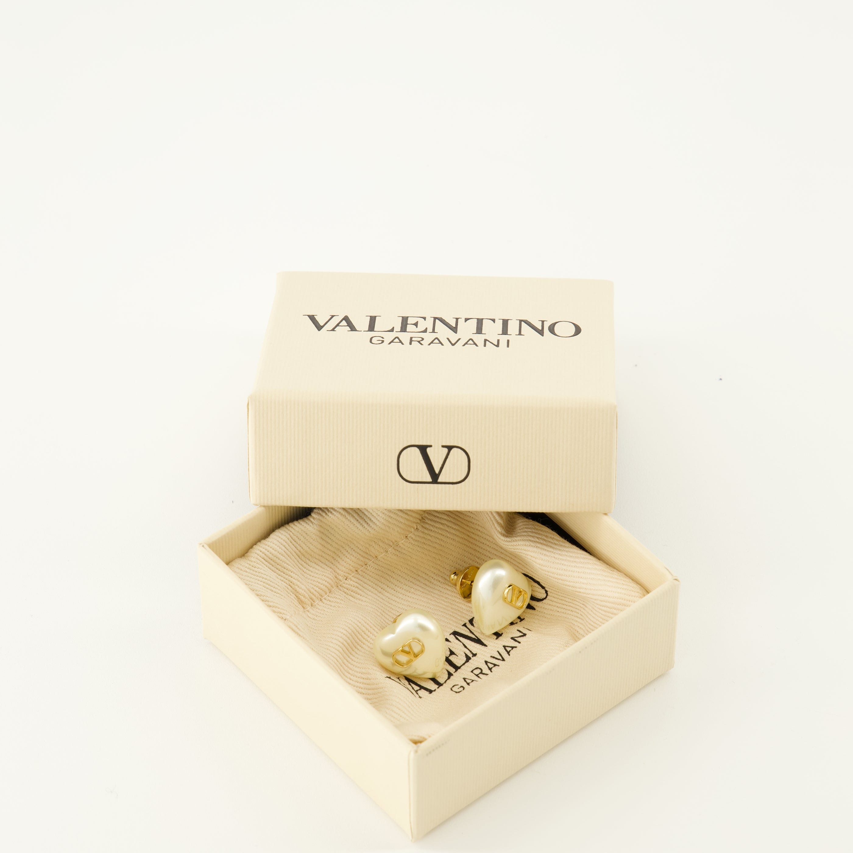 Bijoux Orecchini Vlogo in Metallo e Perline Valentino Garavani Doré Femme