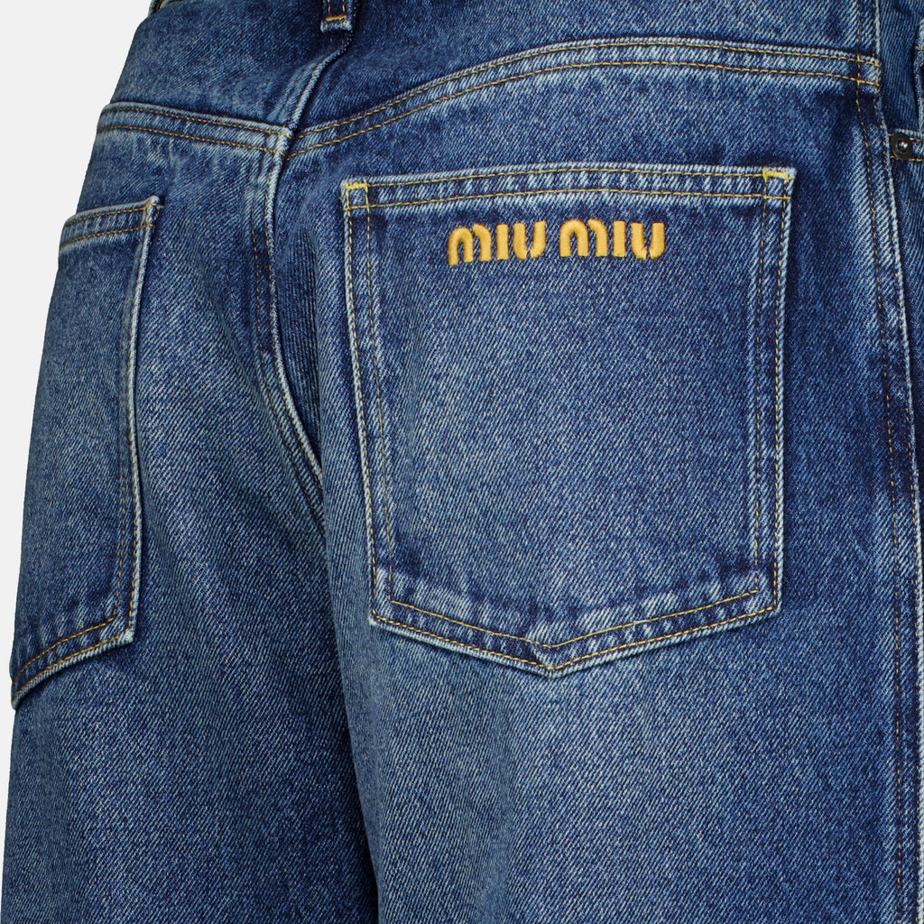 Pantalons Jeans de Denim Azul Largos Miu Miu Bleu foncé Femme