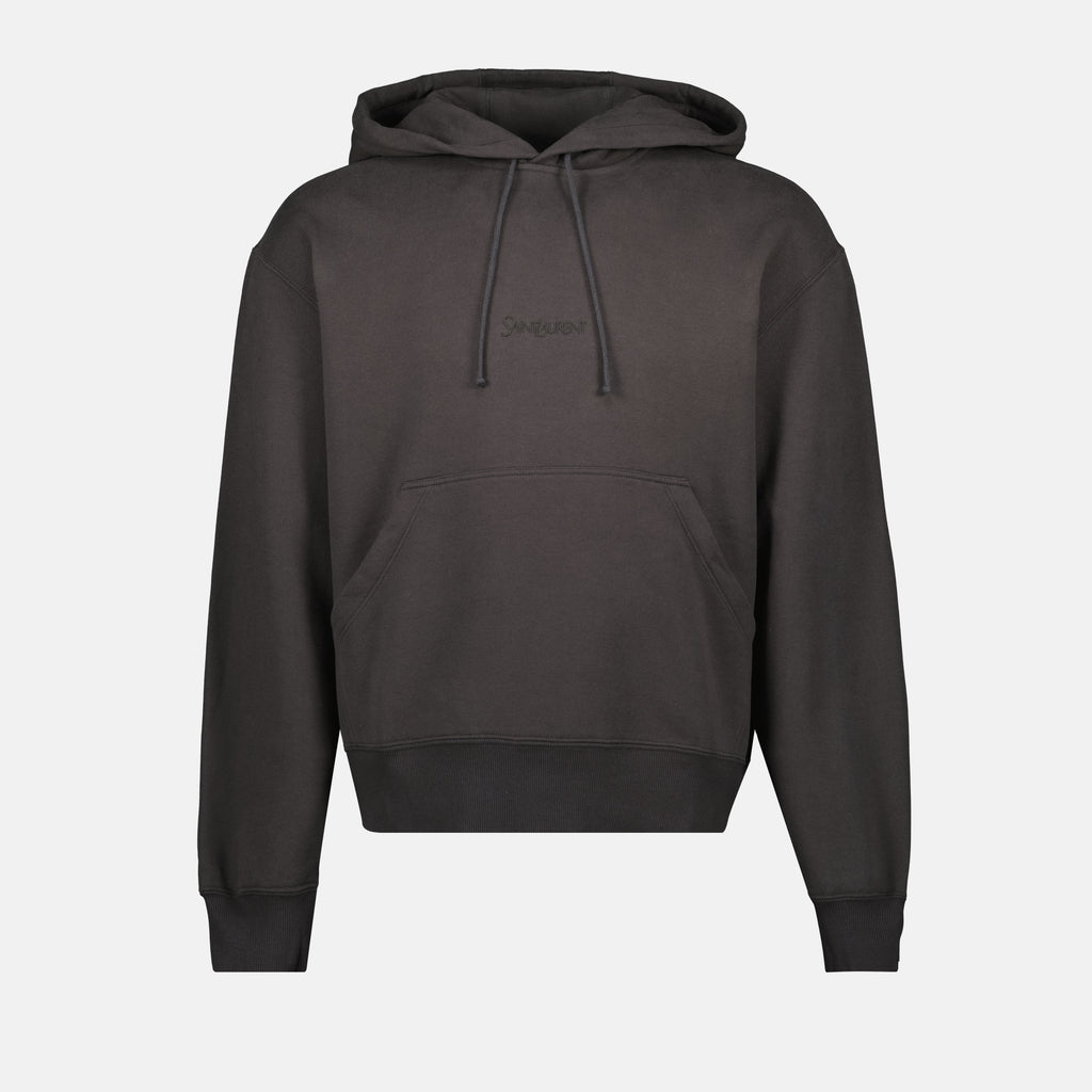 Image de l'article Sweat à capuche brodé de la marque Saint Laurent pour Homme - Saison Automne-Hiver 2025 - Vue de Face