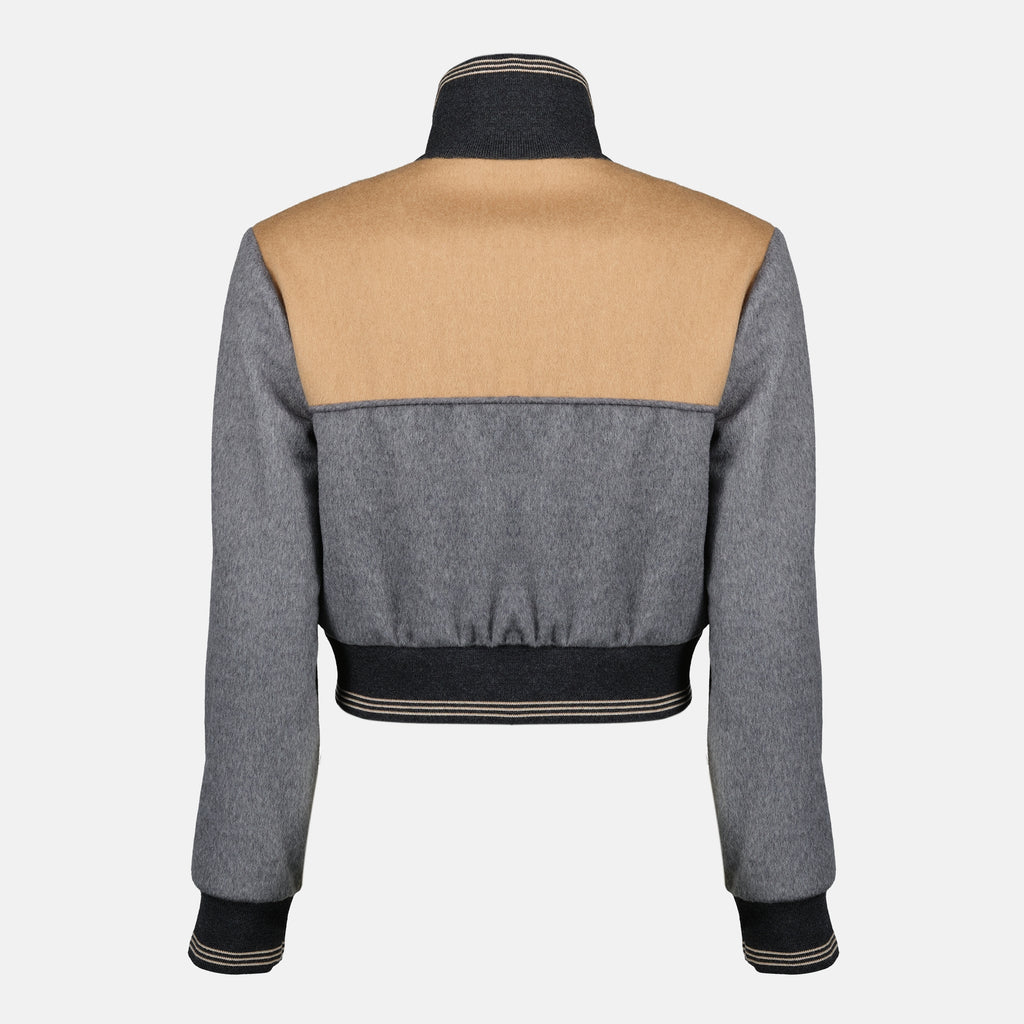 Imagen del Blouson de terciopelo gris de Miu Miu para Mujer - Temporada Primavera-Verano 2026 - Vista Posterior