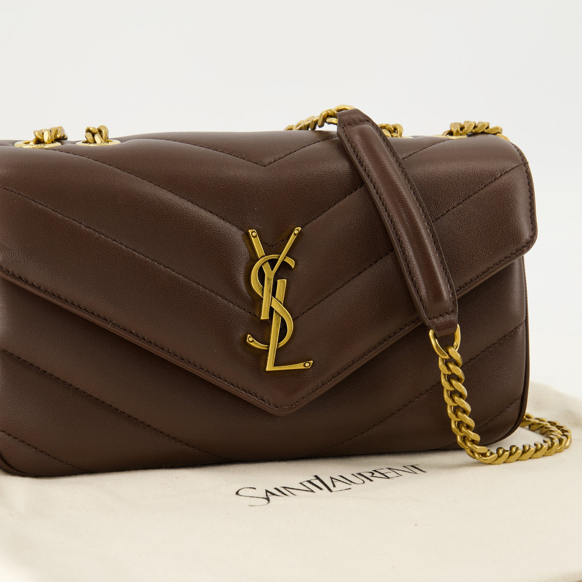 Sacs à main et épaule Borsa Loulou Piccola in Pelle Marrone Saint Laurent Marron Femme