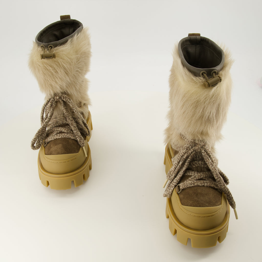 Bottes Peak Shearling Ankle Boots Moncler Marron Femme