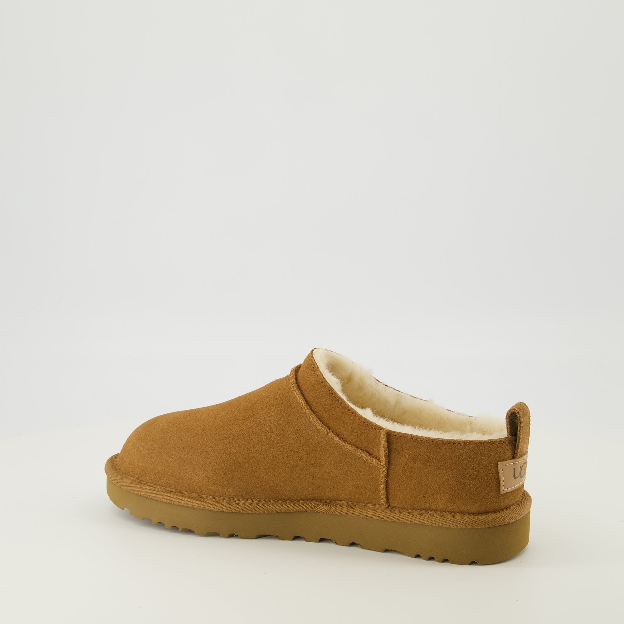 Image of the Ugg Classic Micro brown ankle boots for women - Spring-Summer 2026 season - Three-quarter back right view