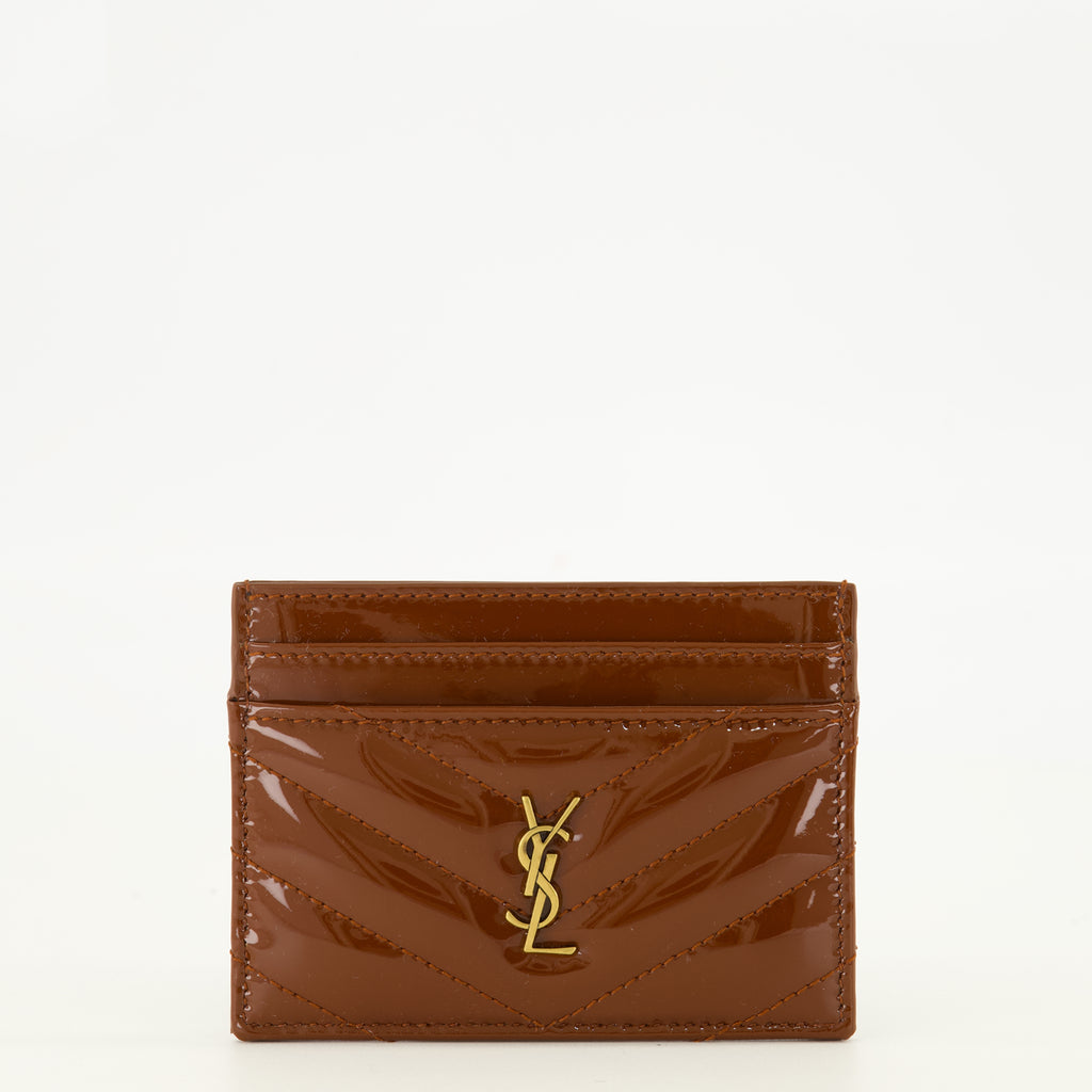 Petite maroquinerie Porte-cartes Cassandre en cuir verni Saint Laurent Marron Femme