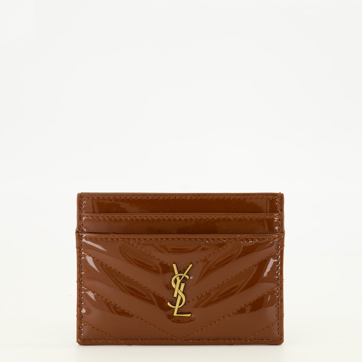 Petite maroquinerie Porte-cartes Cassandre en cuir verni Saint Laurent Marron Femme