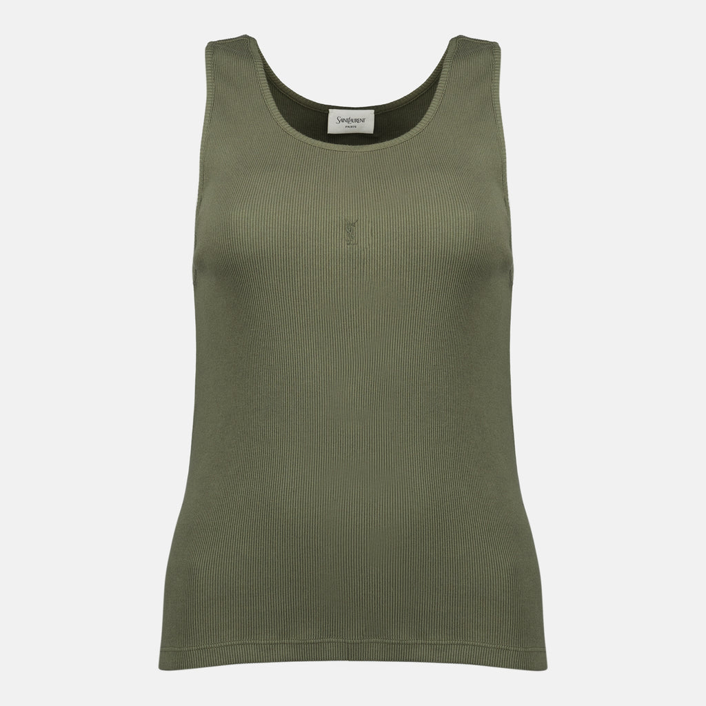 Image de l'article Débardeur Cassandre kaki de la marque Saint Laurent pour Femme - Saison Printemps-Été 2026 - Vue de Face