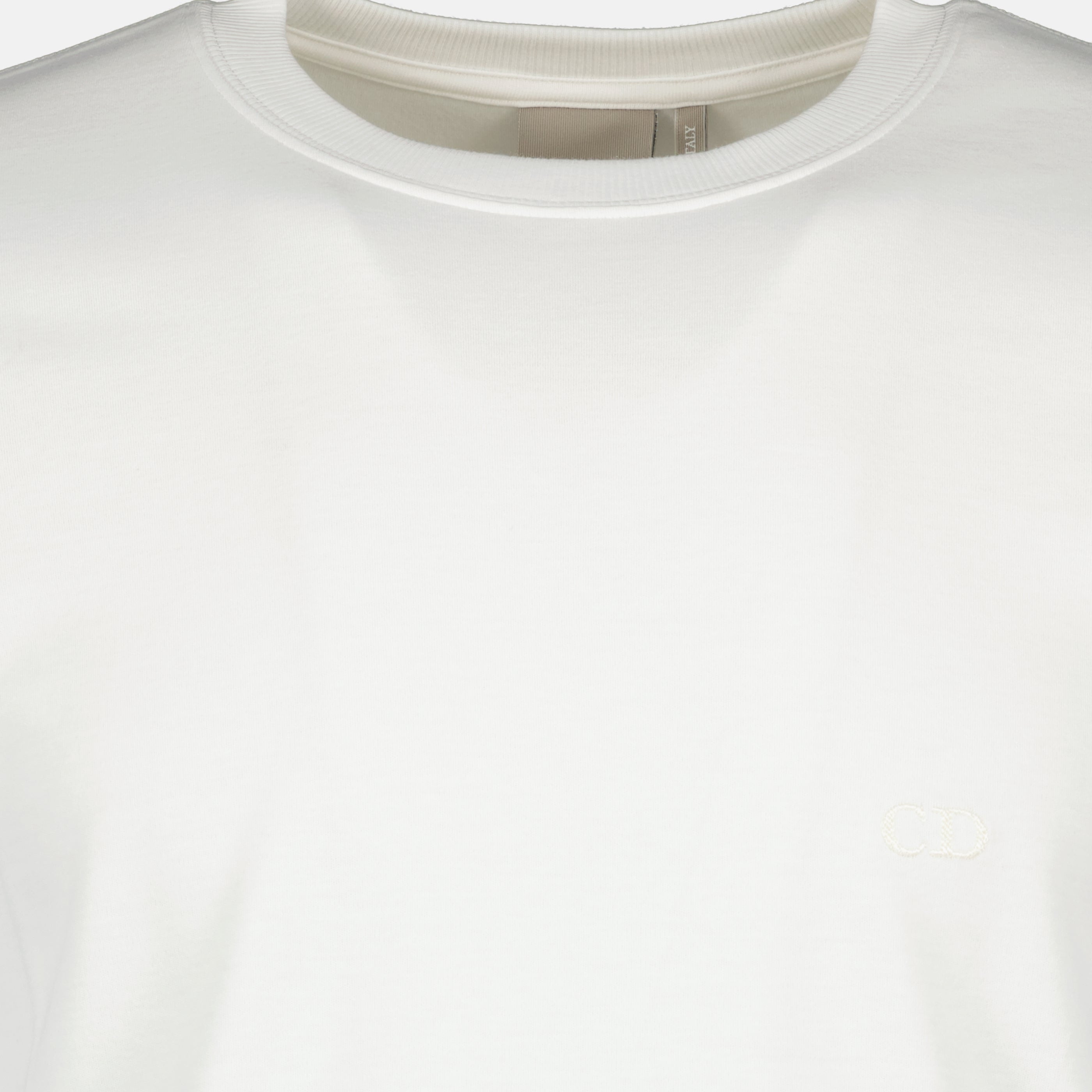 T-shirts CD刺繍コットンホワイトTシャツ Dior Blanc Homme