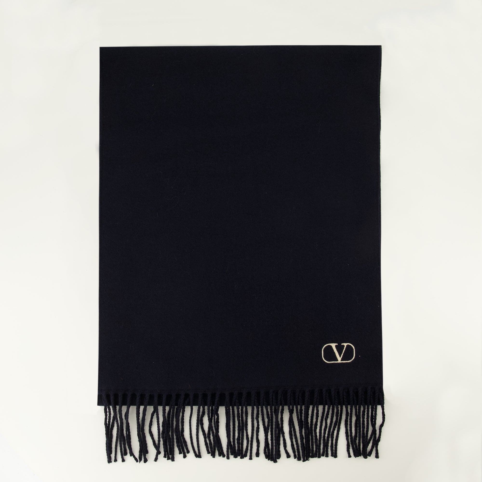 Écharpes, foulards et gants 네이비 블루 VLogo 울 스카프 Valentino Garavani Bleu foncé Homme