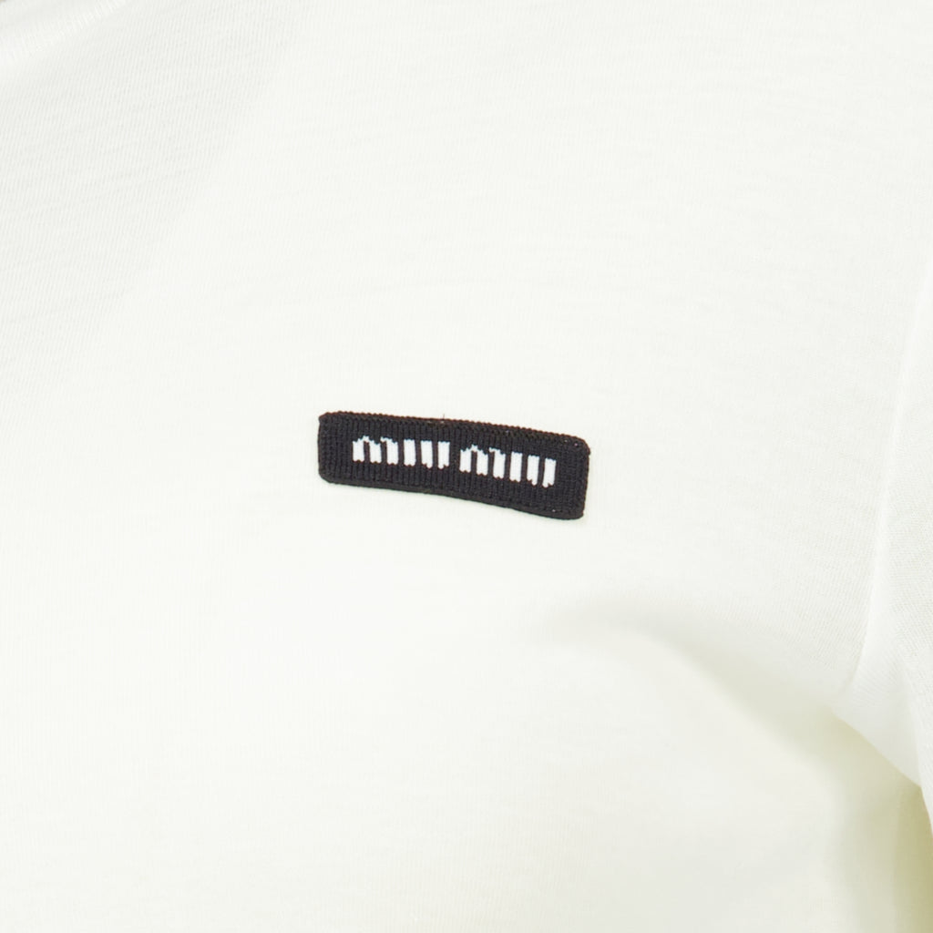 T-shirts Ripp-Jersey T-Shirt in Weiß Miu Miu Blanc Femme