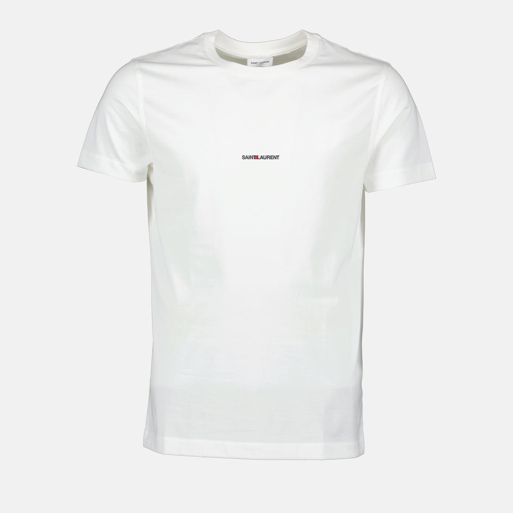 Camisetas Camiseta Blanca con Logo Saint Laurent Blanco Homme