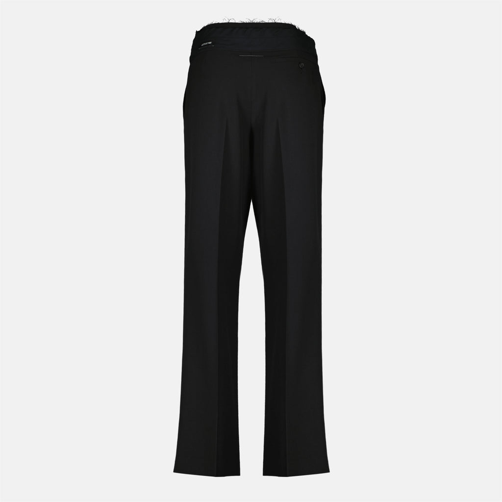 Pantalons Pantalones de Lana Negros de Cintura Alta Mm6 Noir Femme