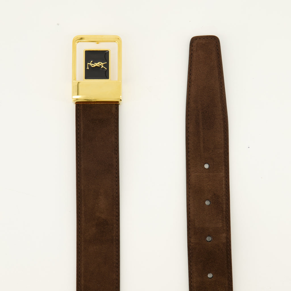 Ceintures 66 Belt in Brown Suede Saint Laurent Marron Femme