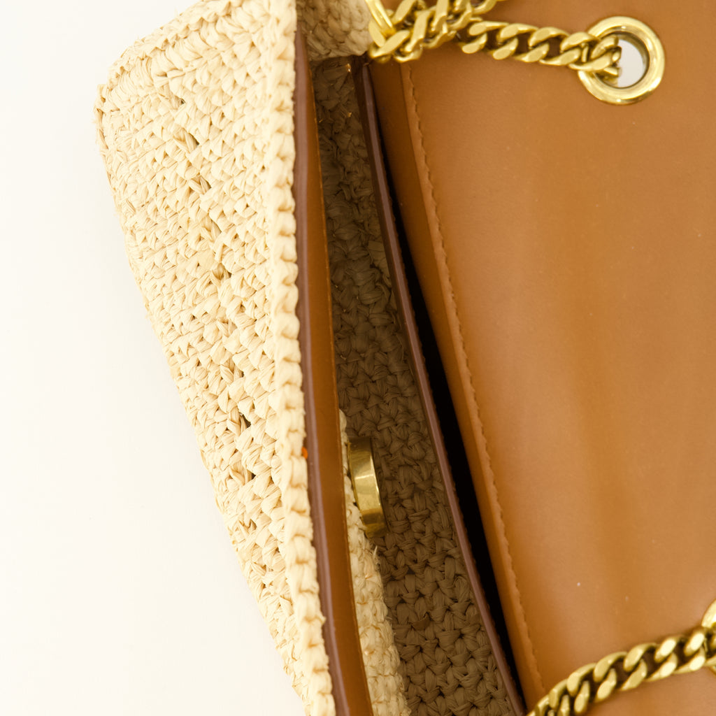 Sacs bandoulière Loulou 미니 백 라피아 베이지 Saint Laurent Beige Femme
