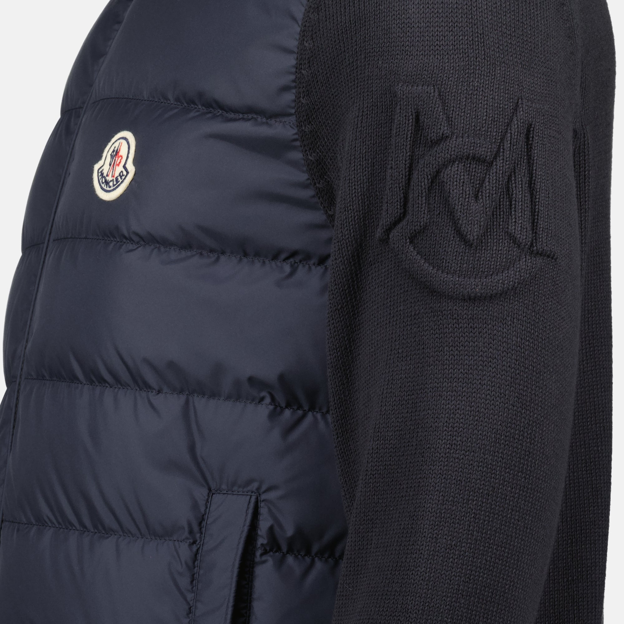 Vestes Cardigan bi-matière bleu marine Moncler Bleu foncé Homme