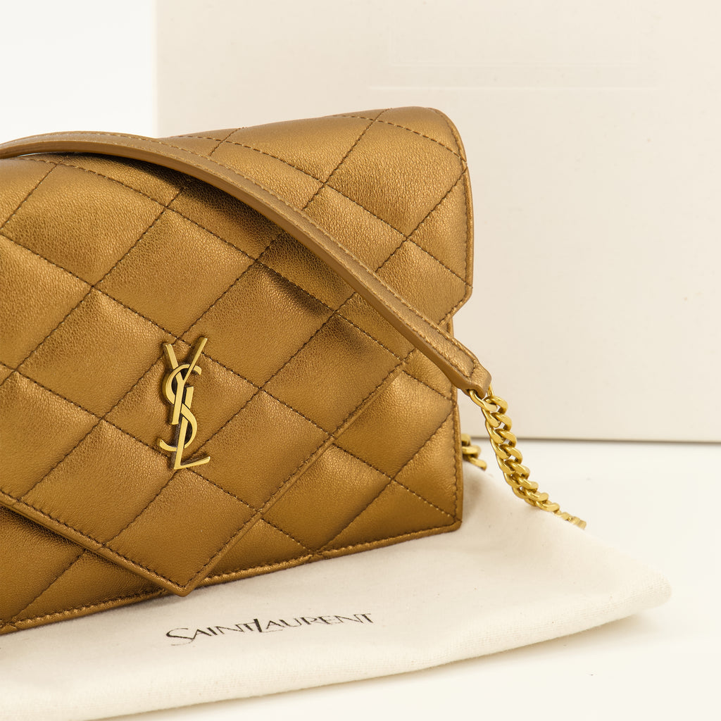 Petite maroquinerie Paris Brieftasche aus braunem metallisiertem Leder Saint Laurent Marron Femme