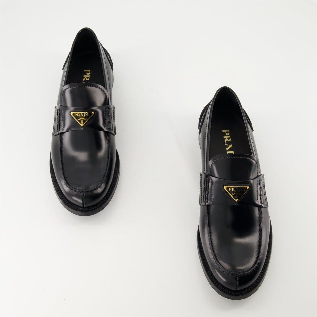 Loafers Black Leather Loafers Prada Black Femme