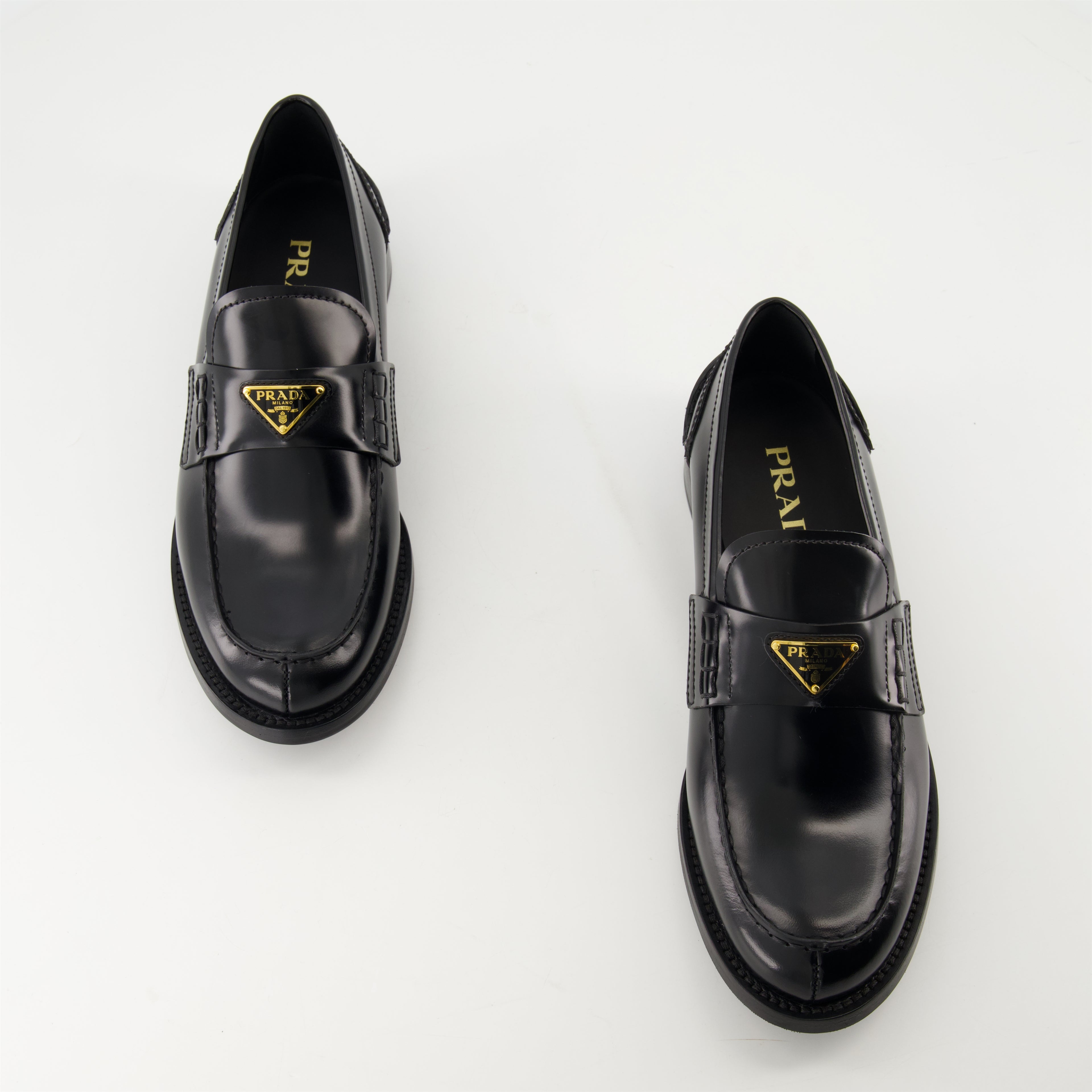 Loafers Black Leather Loafers Prada Black Femme