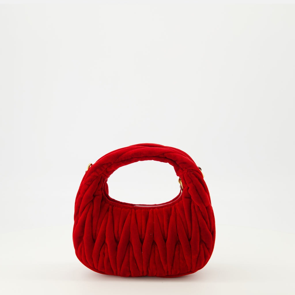 Sacs à main et épaule Mini Wander Bag em Veludo Matelassé Vermelho Miu Miu Rouge Femme
