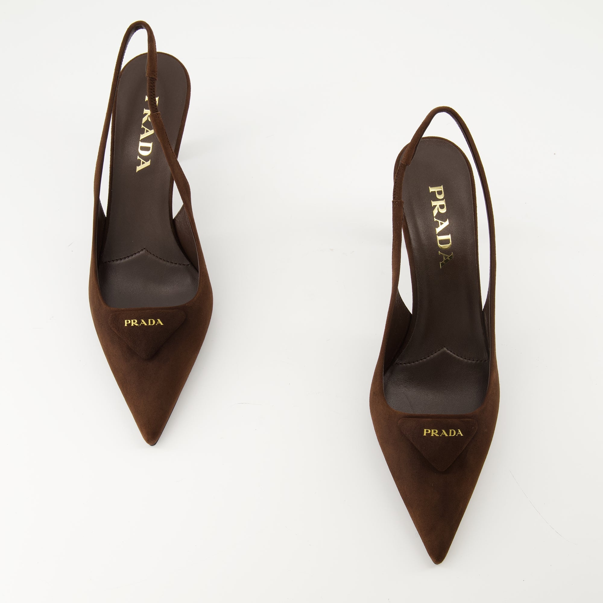 Image of the Prada Women's Suede Heels - Fall-Winter 2025 - Top view of the shoe pair