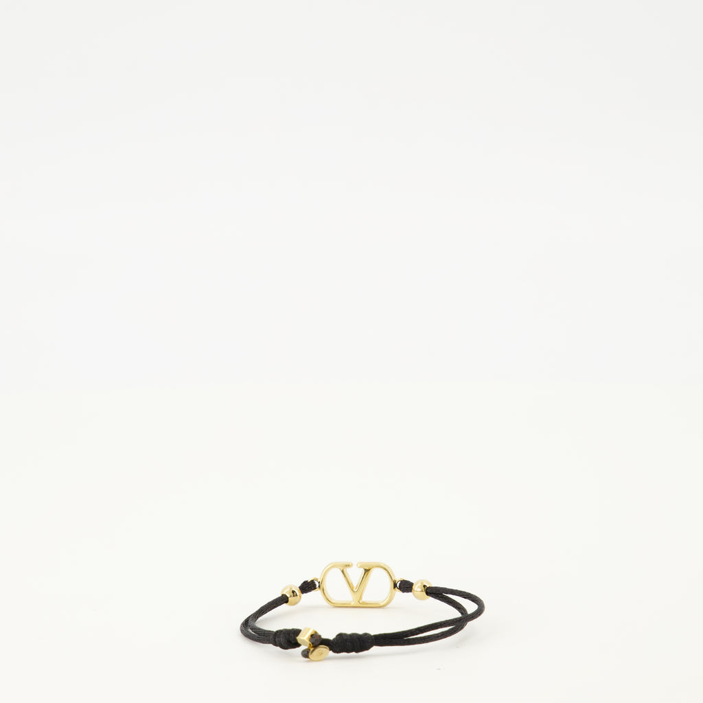 Bijoux Vlogo コットン ブレスレット ブラック スワロフスキー® クリスタル付き Valentino Garavani Noir Femme