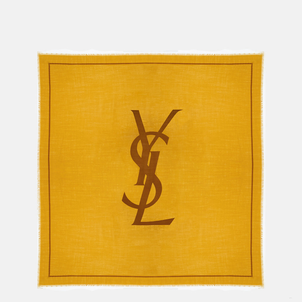 Écharpes, foulards et gants Cassandre Seidenschal aus gelber Wolle Saint Laurent Jaune Femme
