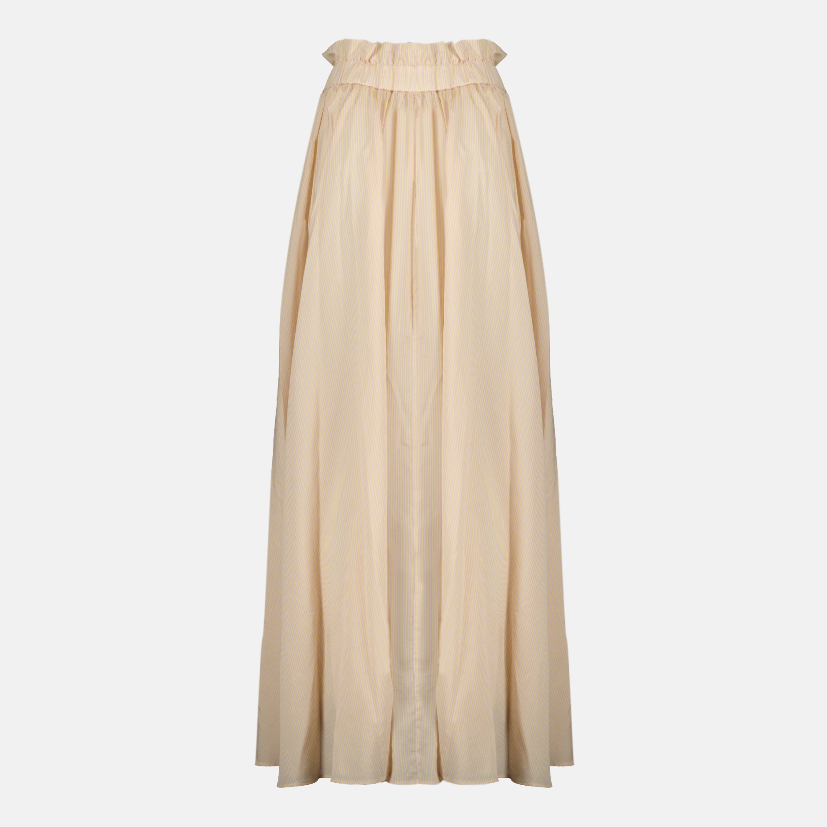 Jupes Falda Maxi de Seda Rayada Beige Patou Rose Femme
