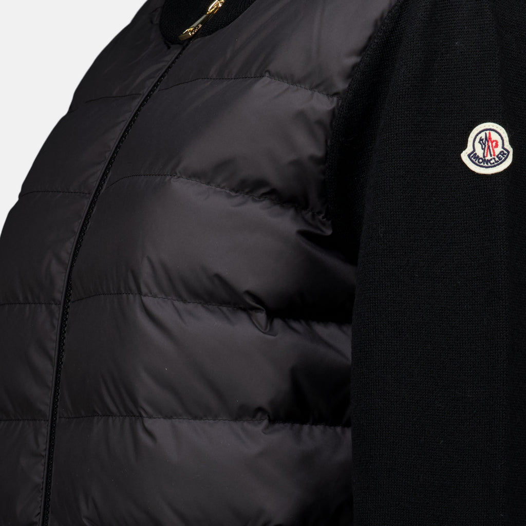 Vestes Cardigan Bi-Materiale Nero Moncler Noir Femme