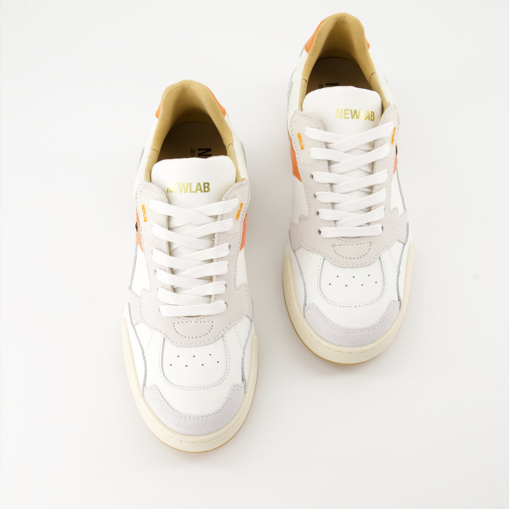 Sneaker Baskets en cuir et nubuck New Lab Orange Unisex
