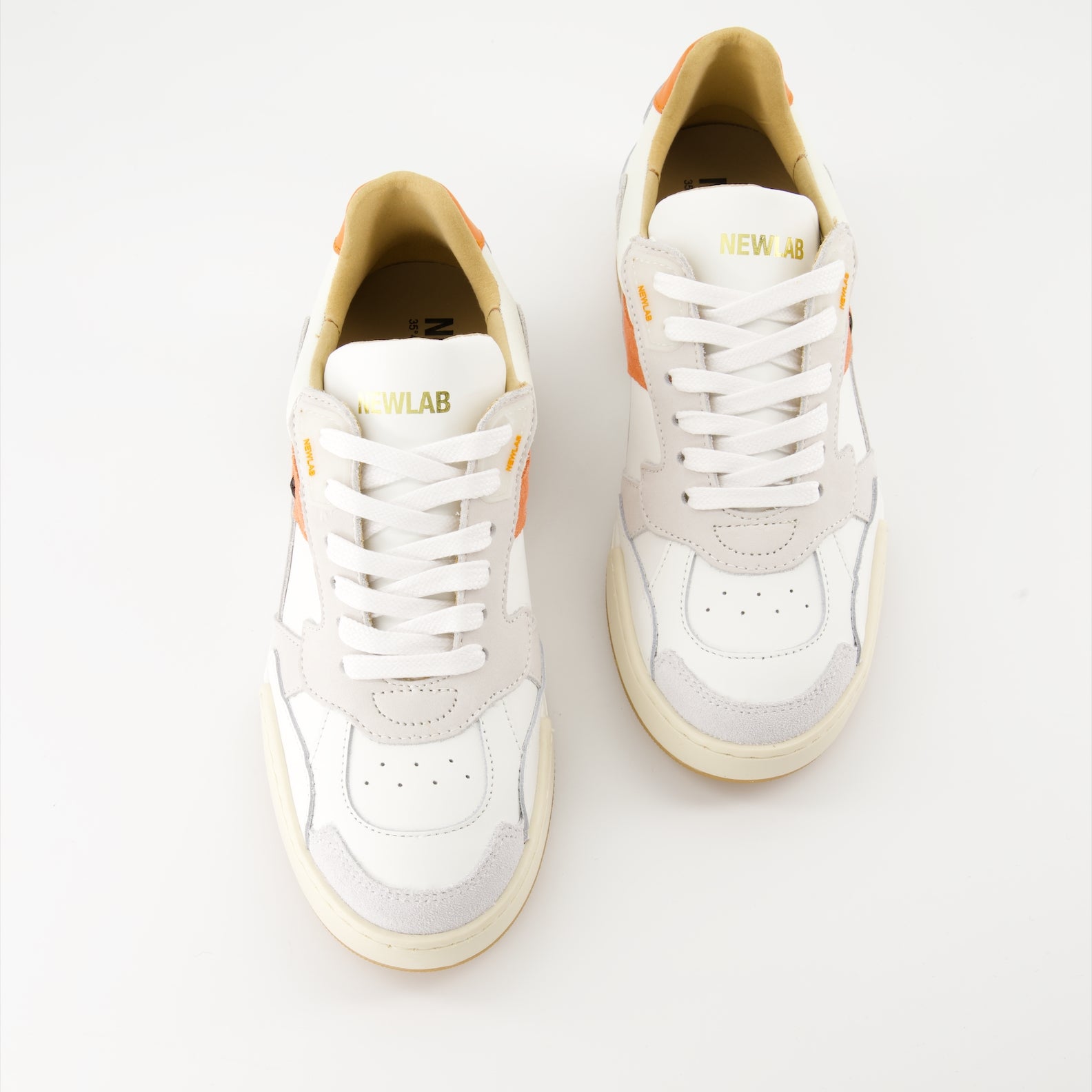 Sneaker Baskets en cuir et nubuck New Lab Orange Unisex